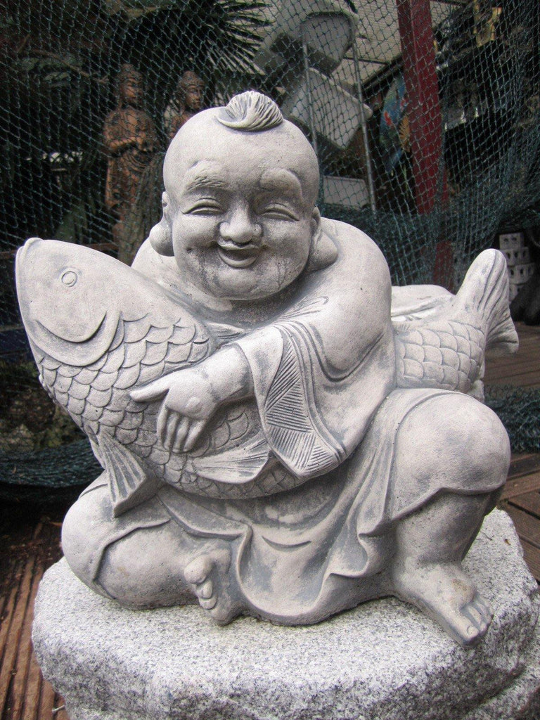 Boeddha met Koi Karper 35x37 cm NU - Spijkenisse Boeddha