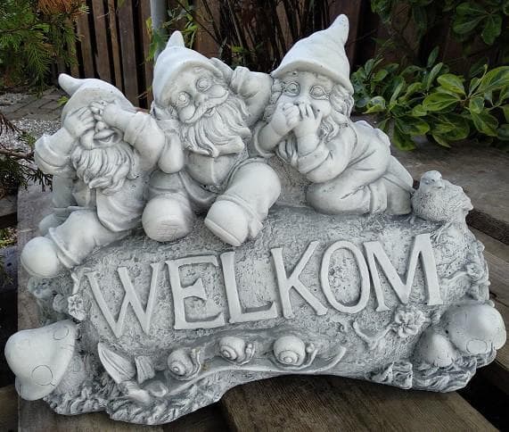 Welkom Kabouters Horen, Zien en Zwijgen 32x23 cm - Spijkenisse Boeddha