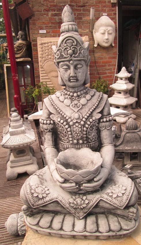 Zittende Boeddha met Lotusschaal  65x37 cm - Spijkenisse Boeddha