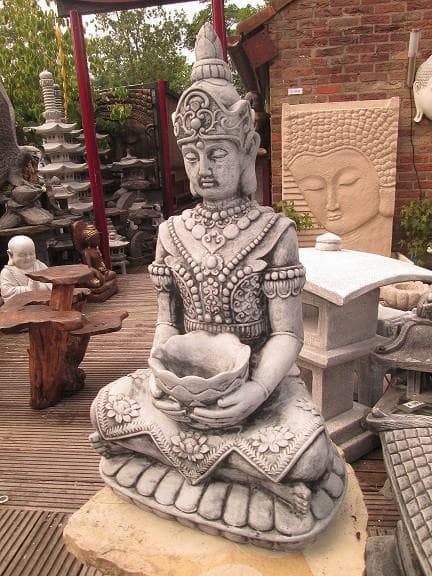Zittende Boeddha met Lotusschaal  65x37 cm - Spijkenisse Boeddha
