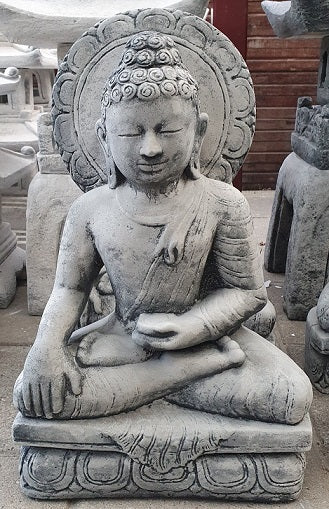 Zittende Boeddha met Auraboog 55x35x17 cm