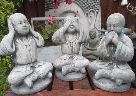 Horen, Zien en Zwijgen Monnik 25x15x14 cm per set
